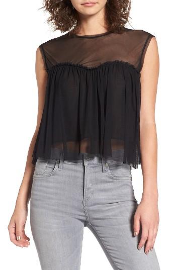 Women's Chloe & Katie Mesh Babydoll Tee - Black