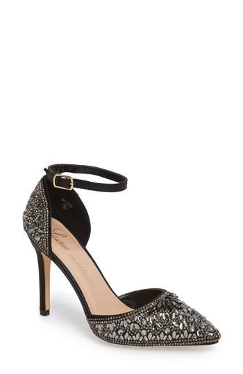 Women's Lauren Lorraine Rose Crystal Embellished D'orsay Pump .5 M - Black