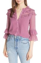 Women's Rebecca Taylor Silk Blend Dot Blouse - Pink