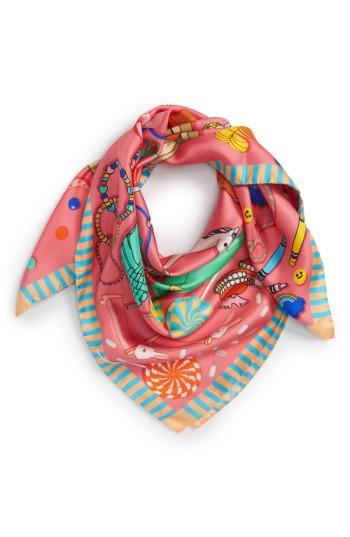 Women's Karen Mabon 'bedroom Floor' Silk Square Scarf, Size - Pink