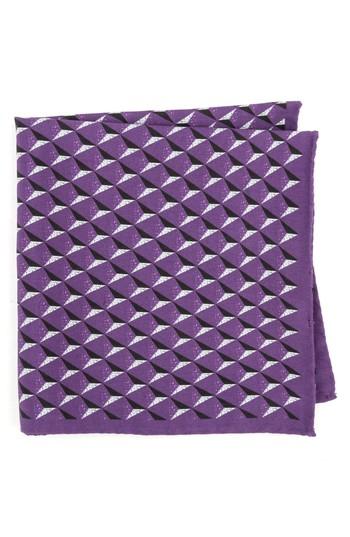 Men's Ted Baker London Geometric Silk Pocket Square, Size - Purple