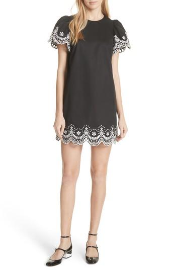 Women's Kate Spade New York Embroidered Cutwork Minidress, Size - Black