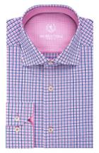 Men's Bugatchi Trim Fit Plaid Dress Shirt - Pink