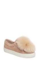 Women's Here/now Kim Genuine Fox Fur Poms Sneaker .5 M - Beige