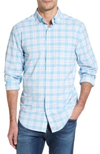 Men's Vineyard Vines Montauk Point Plaid Performance Sport Shirt - Blue