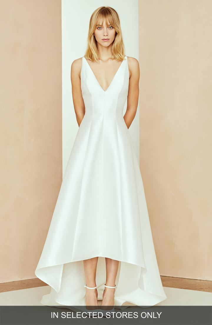 Women's Nouvelle Amsale Calvin Mikado High/low Gown, Size In Store Only - Ivory