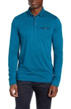 Men's Ted Baker London Loomie Slim Fit Tipped Long Sleeve Polo (l) - Blue/green