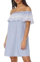 Women's Dorothy Perkins Broderie Bardot Dress Us / 14 Uk - Blue