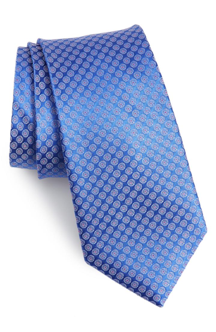 Men's Nordstrom Men's Shop Wall Street Medallion Silk Tie, Size - Blue