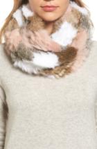 Women's Jocelyn Chevron Genuine Rabbit Fur Infinity Scarf, Size - Pink