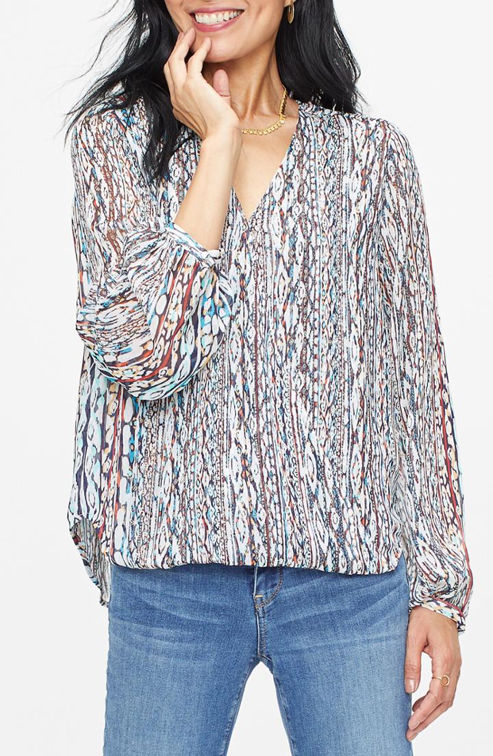 Women's Nydj Chiffon Crossover Blouse, Size - Blue