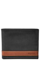 Men's Fossil 'quinn' Leather Bifold Wallet - Black
