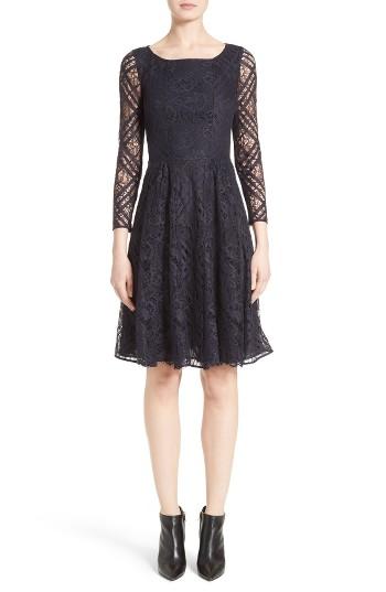 Women's Burberry Liliana Lace Fit & Flare Dress - Blue