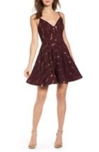 Women's Speechless Sequin Lace Fit & Flare Dress - Burgundy