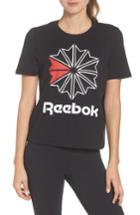 Women's Reebok Starcrest Logo Cotton Tee, Size - Black