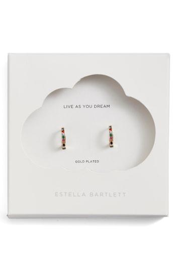 Women's Estella Bartlett Multicolor Crystal Pave Huggie Hoop Earrings