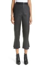 Women's Yigal Azrouel Leather Front Crop Flare Pants - Black