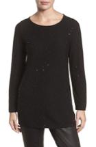 Women's Eileen Fisher Sequin Merino Wool Sweater, Size - Black