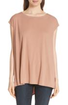 Women's Eileen Fisher Silk Jersey Bateau Neck Top - Beige