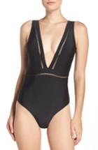 Women's Ted Baker London Plunge One Piece Swimsuit - Black