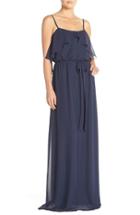 Women's Nouvelle Amsale 'julia' Ruffle Front Chiffon Gown - Blue