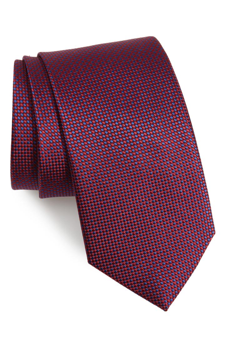 Men's Eton Check Silk Tie, Size - Red