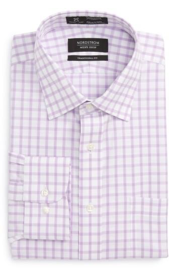 Men's Nordstrom Men's Shop Smartcare(tm) Traditional Fit Check Dress Shirt 32/33 - Purple