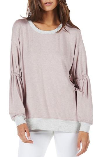 Women's Michael Stars Gathered Sleeve Sweatshirt - Pink