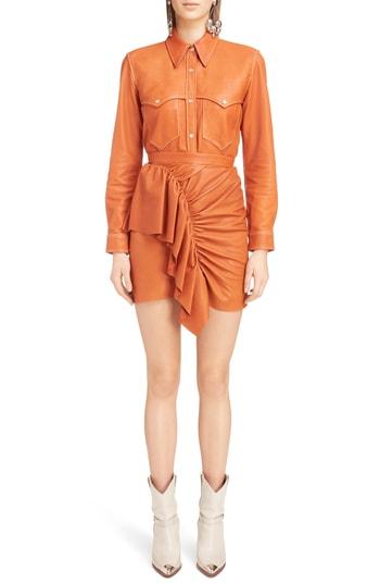 Women's Isabel Marant Nile Leather Shirt Us / 36 Fr - Orange