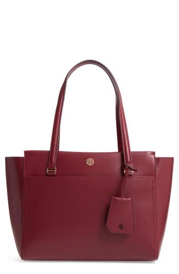 Tory Burch Small Parker Leather Tote - Burgundy