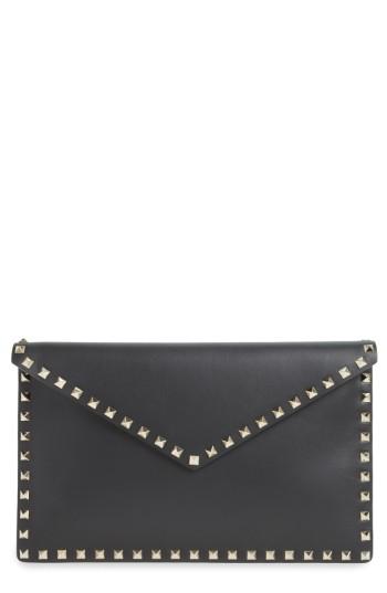 Valentino Rockstud Leather Envelope Pouch -