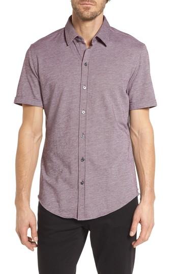 Men's Boss Robb Slim Fit Short Sleeve Sport Shirt - Purple