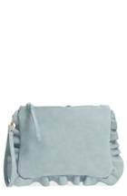 Sole Society Faux Leather Ruffle Clutch - Blue