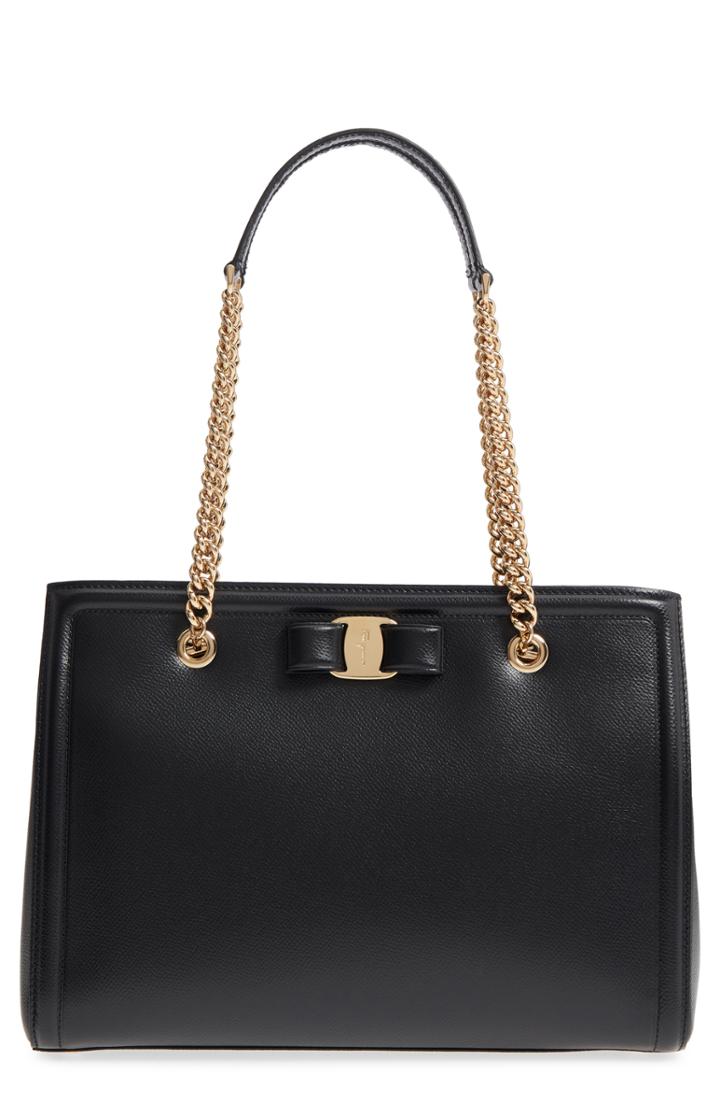 Salvatore Ferragamo Melike Grained Leather Bow Tote -