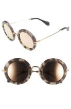 Women's Miu Miu 'noir' 49mm Round Sunglasses - Beige Tortoise