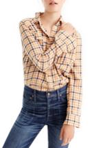 Women's J.crew Topaz Plaid Boyfriend Shirt - Yellow