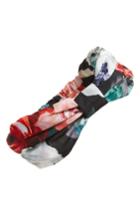 Cara Flower Print Knot Head Wrap, Size - Black