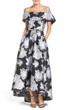Women's Vince Camuto Belted Jacquard Off The Shoulder Gown
