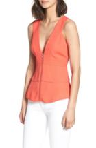 Women's Trouve Trapunto Zip Front Sleeveless Top, Size - Red