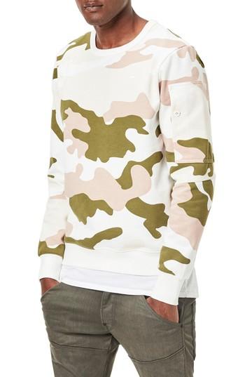 Men's G-star Raw Stalt Camo Sweatshirt, Size - White