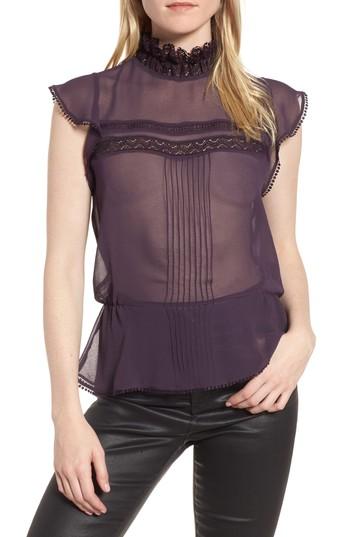 Women's Chelsea28 Pintuck & Lace Top - Purple