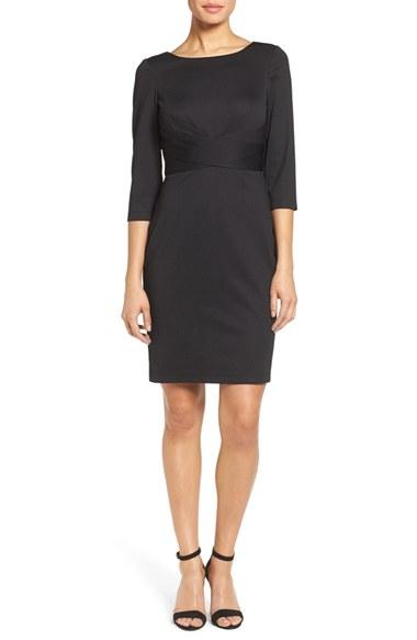 Women's Donna Ricco Textured Wrap Waist Sheath Dress
