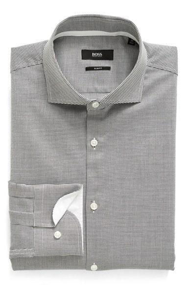 Men's Boss Slim Fit Dot Dress Shirt .5 - Black