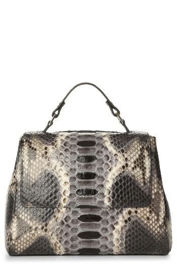 Orciani Naponos Genuine Python Convertible Crossbody Satchel - Grey