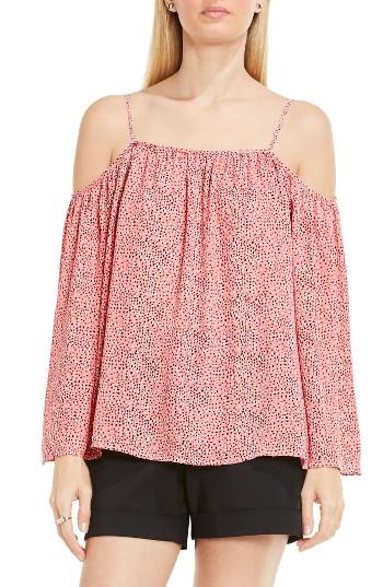 Women's Vince Camuto Print Cold Shoulder Blouse, Size - Coral