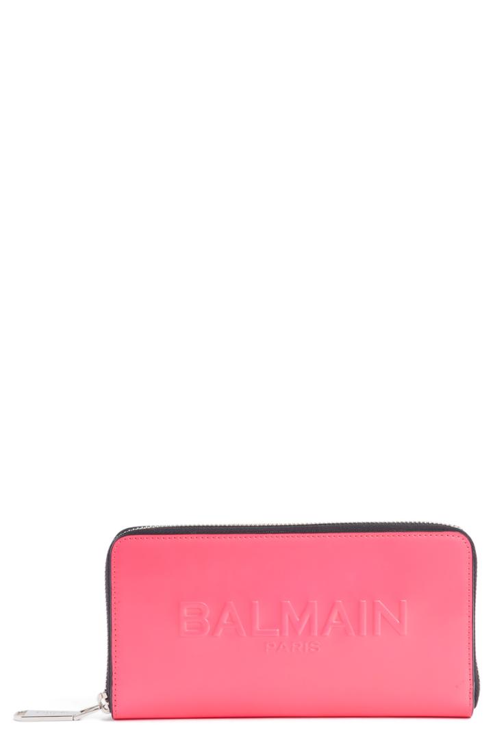 Women's Balmain Logo Leather Continental Wallet -