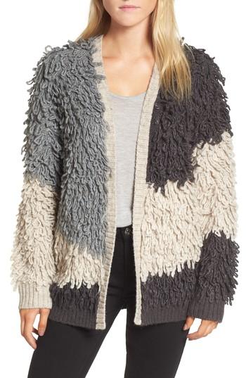 Women's Chelsea28 Loopy Colorblock Cardigan, Size - Grey