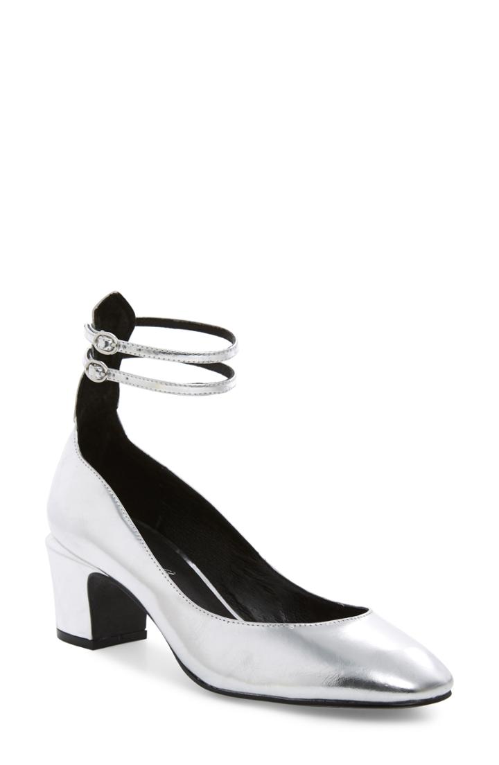 Women's Free People Lana Ankle Strap Pump Us / 37eu - Metallic