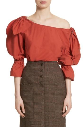 Women's Rejina Pyo Michelle One-shoulder Puff Sleeve Blouse Us / 6 Uk - Orange