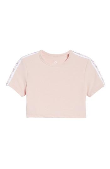 Women's Converse X Miley Cyrus Glitter Crop Tee - Pink